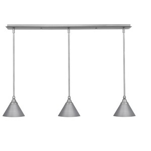 Toltec Lighting Any 3 - Light Chandelier in  Brushed Nickel with 7" Brushed Nickel Cone Metal Shade Shade - 1 of 1