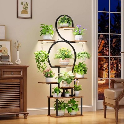 Chic Crate 63" Tall Indoor Plant Stand with Grow Light, 9-Tier Metal Shelf for Multiple Plants & Living Room