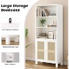 Lirago 5 Shelf Tall Bookcase with Rattan Doors White Freestanding Storage Display Shelves for Home Office Bedroom Living Room Easy to Assemble - 4 of 4