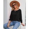 Womens Shirt Round Neck Puff Sleeve Tops 2025 Summer Loose Balloon Sleeve Work Office Blouse for Women - 4 of 4