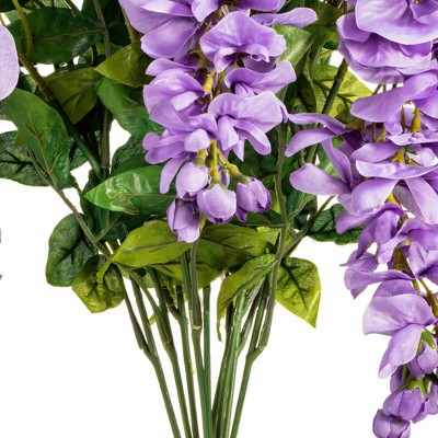 Lavender 19" Artificial Wisteria Bush with Green Leaves