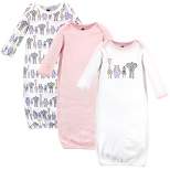 Hudson Baby Infant Girl Cotton Long-Sleeve Gowns 3pk, Pink Safari