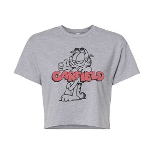 Women's - Garfield - Garfield Logo Thumbs Up Cropped Graphic T-Shirt - 1 of 4
