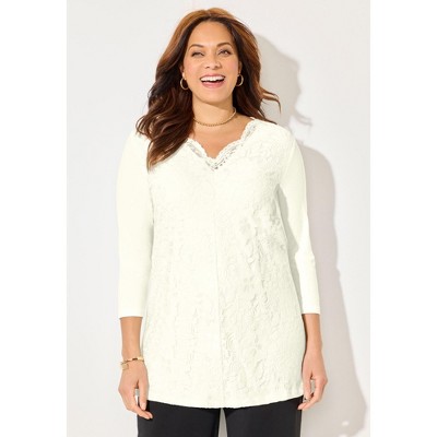 Catherines Women's Plus Size Stretch Lace Tunic
