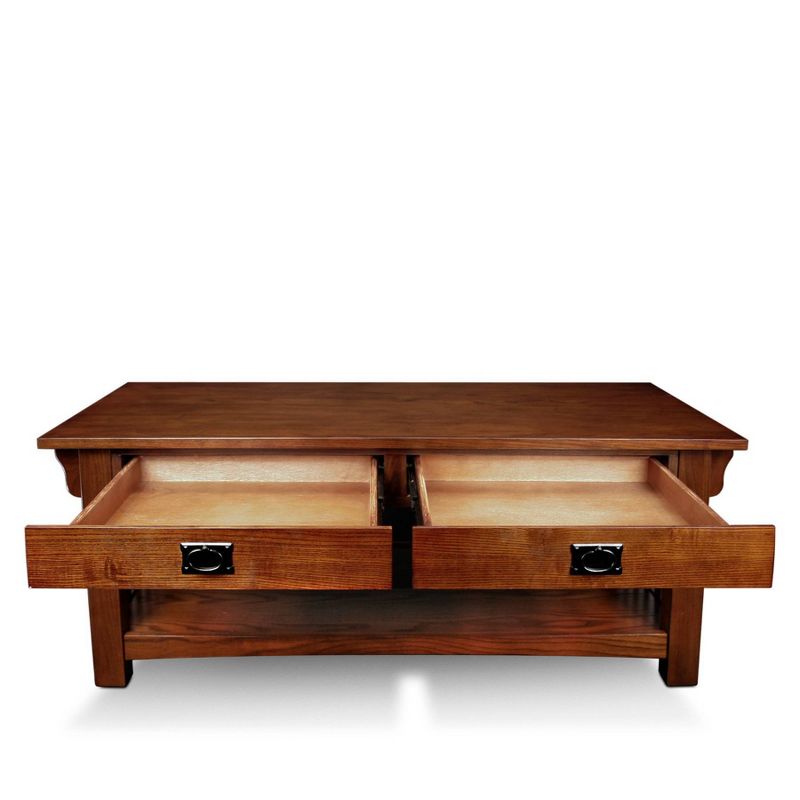 Mission Coffee Table With Drawers And Shelf - Medium Oak - Leick Home, 3 of 12