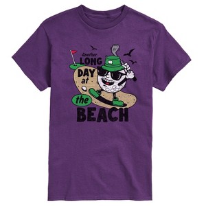 Men's - Instant Message - Long Day at the Beach Golfing Short Sleeve Graphic T-Shirt - 1 of 4