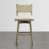 Spruce&Spring Upholstered Swivel Braid Barstool with Wood Frame Set of 2, Natural, - 3 of 4