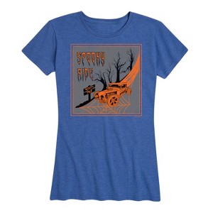 Women's Hot Wheels Spooky Ride Short Sleeve Graphic T-Shirt - Heather Royal Blue - X-Large - 1 of 4