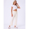 INSPIRE CHIC Women's Wide Leg High Waist Ribbed Knit Casual Bottoms Drawstring Palazzo Pants - 2 of 4