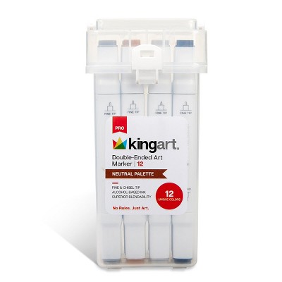 KINGART PRO Double-Ended Markers 12 Neutral Colors