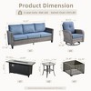 XIZZI Patio Furniture Sets for Relaxation, Comfy 3.5-Inch Cushions & 360° Swivel Action for Extra Comfort, 9 Pcs/Set - Fire Pit Table, Denim Blue - 3 of 4