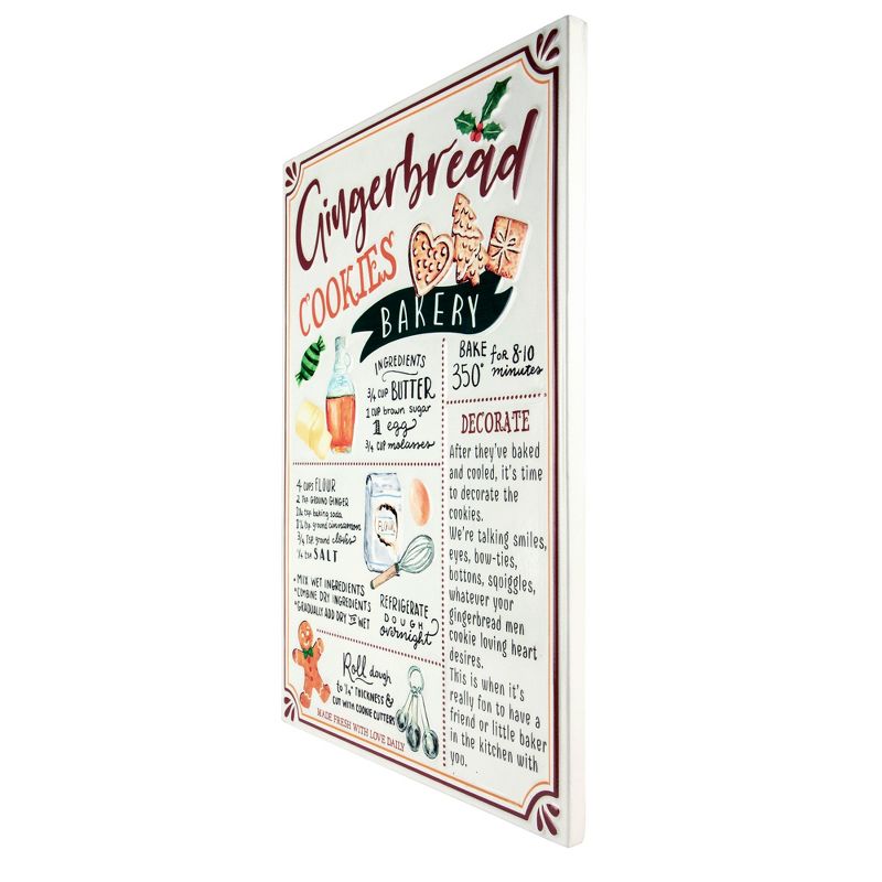 Northlight 17.25" Gingerbread Christmas Cookies Recipe Metal Wall Plaque Sign, 4 of 5