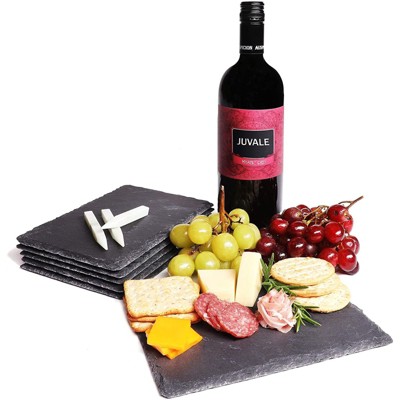 Juvale 6 Pieces Slate Cheese Board, Charcuterie Plate, Meat Serving Board (6 x 0.1 x 8.75 In)