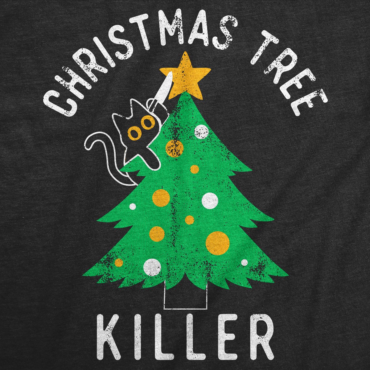 Мужские футболки Crazy Dog T-Shirts, Inc. Mens Funny T Shirts Christmas Tree Killer Sarcastic Kitten Graphic Novelty Tee for Men - Crazy Dog Men's T Shirt Gift For Christmas Black XL — фото 2
