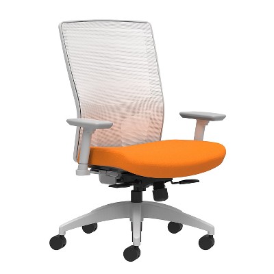 Union & Scale Fabric Task Chair Apricot Integrated Lumbar 2D Arms 53472