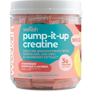 Wellah Pump-It-Up Creatine for Women (Strawberry Lemonade) - 30 Stick Packs, 3g Creatine Monohydrate with Dandelion, Uva Ursi & Cranberry Extract - 1 of 4