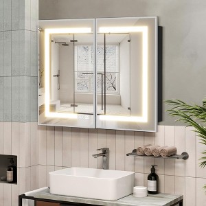 Lighted Medicine Cabinet with Mirror Wall Mounted Bathroom Mirror with Storage - 1 of 4
