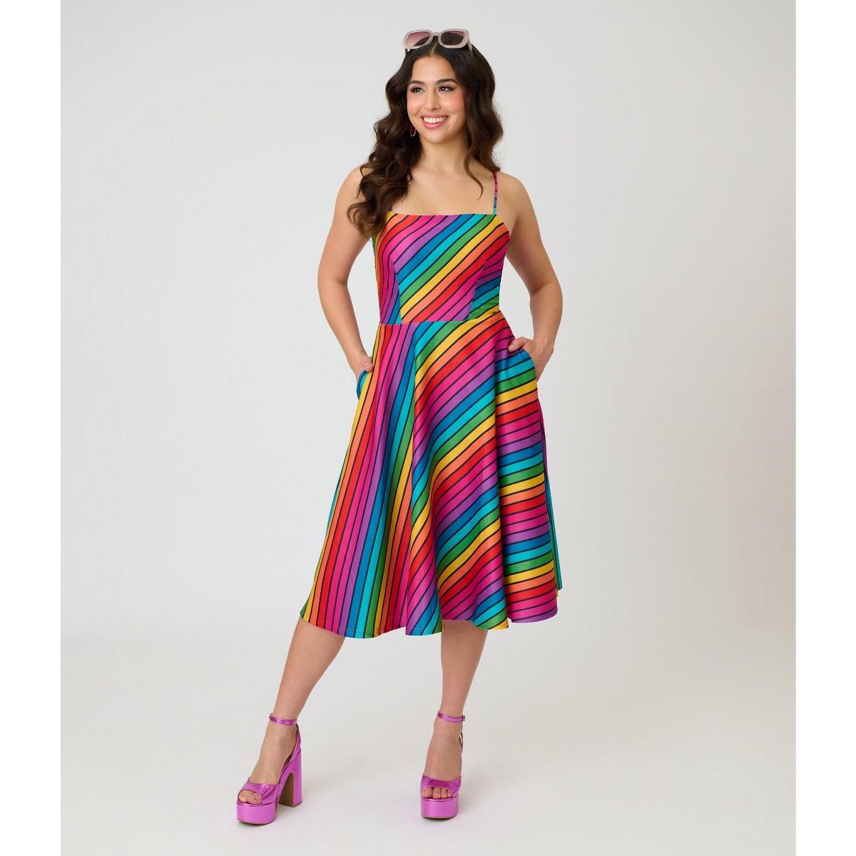 Unique Vintage Women's Spaghetti Strap Midi Dress - thumbnail 4