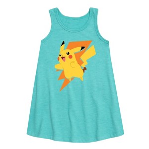 - Pokémon - Pikachu Thunderbolt Graphic Sleeveless Aline Dress - 1 of 3