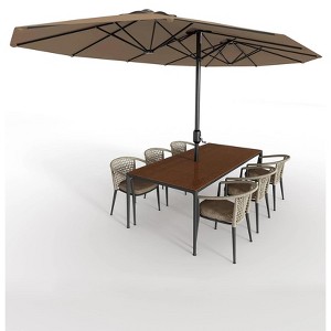 13ft Double-Sided Patio Umbrella with Crank Lift, UPF 50+, All-Weather, (Without Base) - 1 of 4