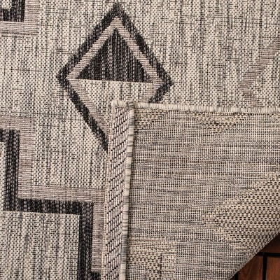 Gray and Black Geometric Indoor/Outdoor Area Rug