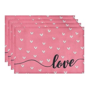 REGALWOVEN Love Hearts Placemats Set of 6, Happy Valentine's Day Dining Table Place Mats, Wedding Anniversary Holiday Decor - 1 of 4