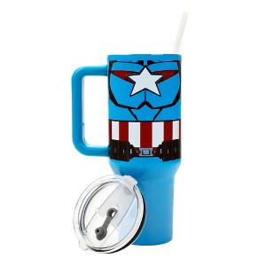 Marvel Captain America Costume & Shield Blue 40 Oz Stainless Steel Tumbler - 1 of 4