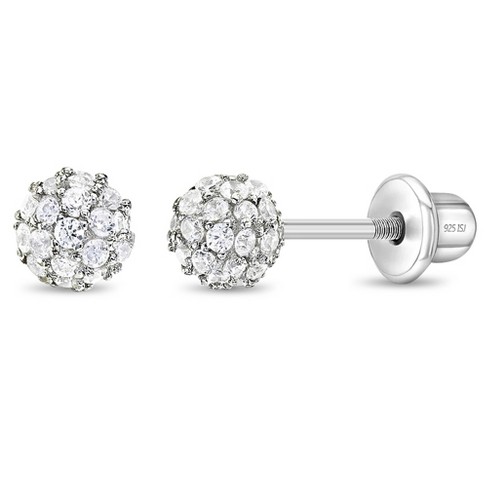 Clear Sparkling Crown Stud Earrings, Sterling silver