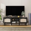 Glasflength Decorative Storage Cabinets, Rattan Mid Century, Living Room TV Cabinet, Cabinet for Kitchen Bedroom, Black 53.9"*13.8"*18.9" - 2 of 4