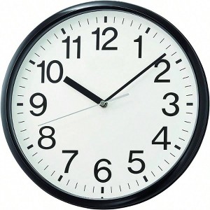 Non Ticking Home Office Wall Clock 12 Inches Black Quiet Digital Clock for Living Room Bedroom Study - 1 of 4