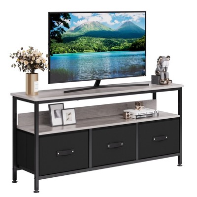 homfan TV Stand & Dresser with Storage - 3-drawer Entertainment Center for Living Room, Black - Fits 32 to 55-inch TVs & Media
