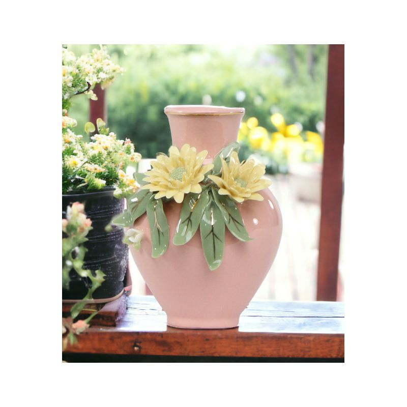 Kevins Gift Shoppe Ceramic Mini Size Ceramic Yellow Flower Vase, 4 of 5
