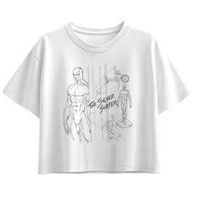 Girls' - Marvel - Fantastic Four Retro Silver Surfer Sketch Short Sleeve Boxy Graphic T-Shirt - 1 of 1