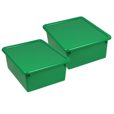 Romanoff Products Romanoff Stowaway Plastic 5" Letter Box with Lid Green Pack of 2 (ROM16005-2)