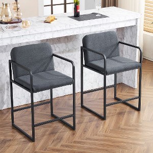Kumasinova 2-Peice Counter Height Bar Stools with Armrests, Modern Counter Height Stool with Metal Frame & Padded Seat, Upholstered Counter Stools - 1 of 4