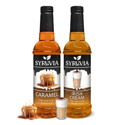 Syruvia Coffee Flavors Variety Pack: Caramel & Irish Cream 25.4 fl oz Syrup