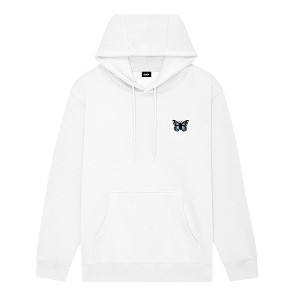 Dalix Butterfly Embroidery Relaxed Hoodie Soft Fleece Sweatshirt Drawcord Fit Lounge Womens - 1 of 4