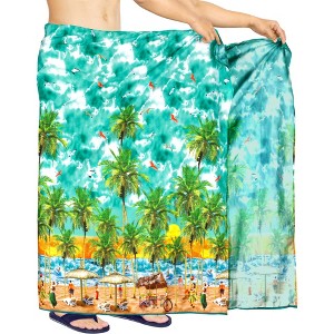 HAPPY BAY Men's Swim Bath Trunk Swimsuit Regular Surfing Swimwear Summer Sarong Long Pareo Beach Wrap for Men One Size Green, Tree - 1 of 4