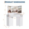 Corner Vanity Desk with Lighted Mirror, Fluted Makeup Table with Drawers & Cabinets, Modern Corner Dressing Table for Bedroom - 2 of 4