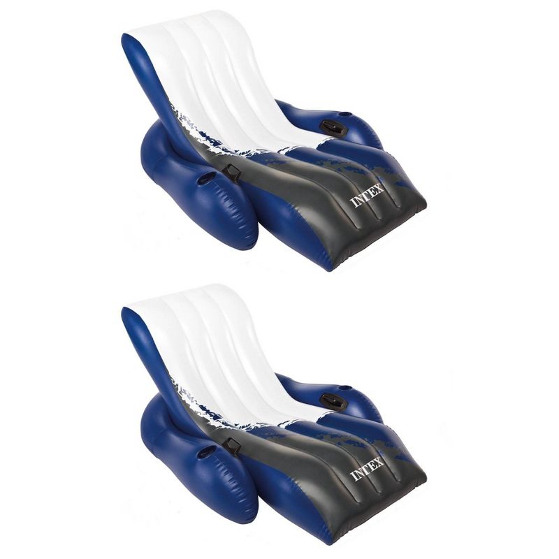 Intex Inflatable Floating Comfortable Recliner Lounges with Cup Holders (2 Pack), 1 of 7