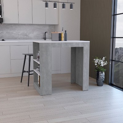 Depot E-Shop Kitchen Island, Kitchen Bar Table 36" H, 3-Side Shelves
