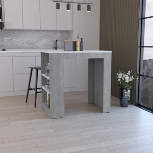 Depot E-Shop Kitchen Island, Kitchen Bar Table 36" H, 3-Side Shelves - 1 of 4