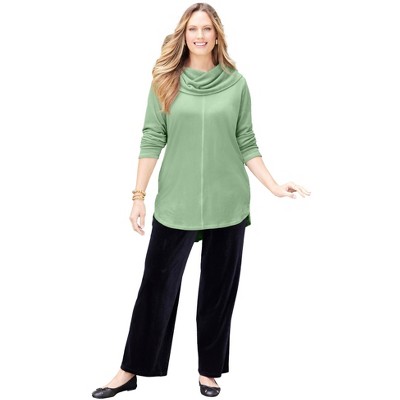Catherines Women's Plus Size Velour Cowl Neck Tunic