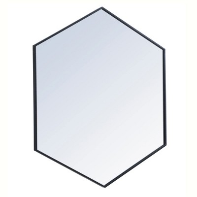 Contemporary Black Metal Frame Hexagon Mirror 41"