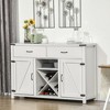 HOMCOM Wooden Farmhouse Sideboard, Storage Buffet Cabinet with 2 Large Drawers, X-Shaped Wine Rack, and Cabinets - 3 of 4