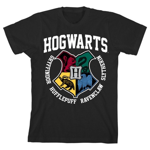 Harry Potter Hogwarts Houses Pride Boy s Black T shirt Small