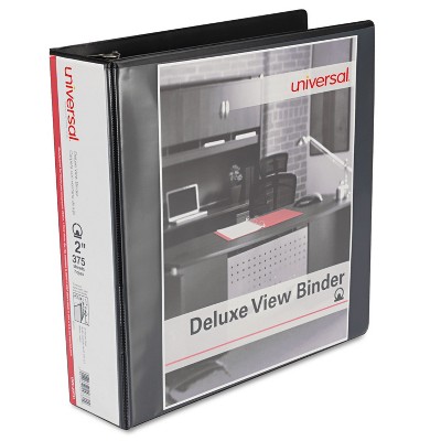 UNIVERSAL Deluxe Round Ring View Binder 2" Capacity Black 20731