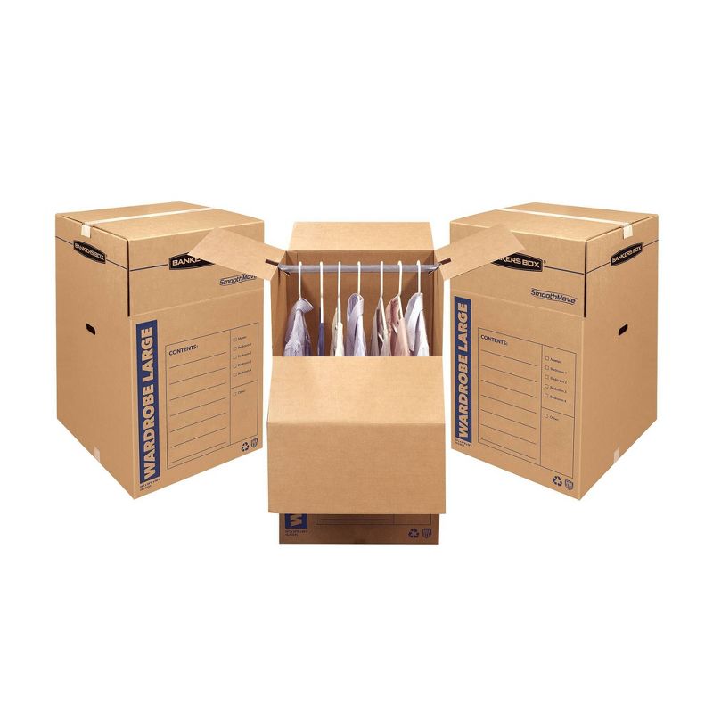 Bankers Box 3pk SmoothMove Tall Wardrobe Moving Boxes 24&#34; x 24&#34; x 40&#34; - Fellowes, 5 of 8