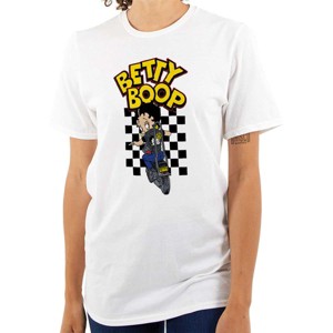 Betty Boop Checkerboard Biker Cartoon Womens Graphic T Shirt Tees Brisco Brands - 1 of 4