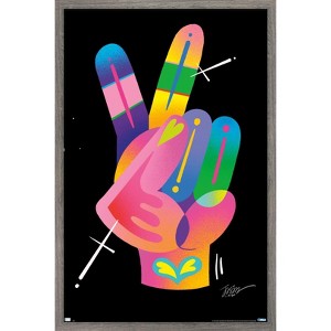 Trends International Jason Naylor - Peace Sign Hand Framed Wall Poster Prints - 1 of 4